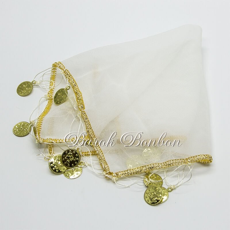 ŞİFON PULLU HALAY MENDİLİ KREM 10 LU