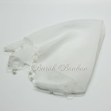 ŞİFON İNCİLİ HALAY MENDİLİ KREM 10 LU