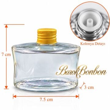 50 CC METAL ALTIN KAPAKLI CAM  KOLONYA ŞİŞESİ