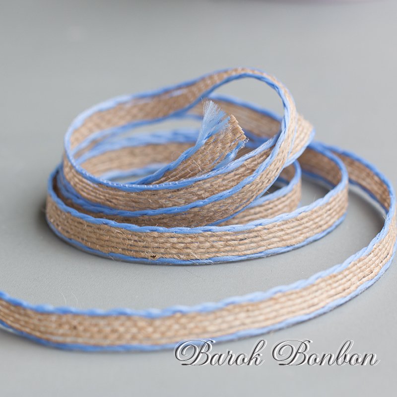 8 MM MAVİ ÇİZGİLİ JÜT KURDELE 10 METRE