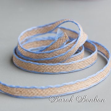 8 MM MAVİ ÇİZGİLİ JÜT KURDELE 10 METRE